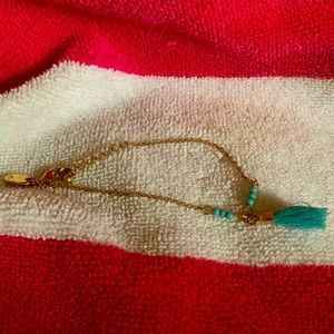 Gold plated delicate boho tassel bracelet